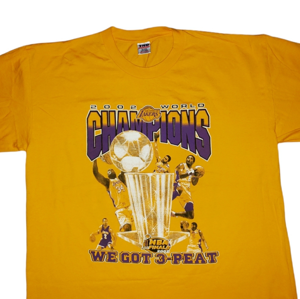 VTG Rare 2002 World Champions Los Angeles Lakers NBA Finals Three Peat Feaver 2X - Picture 12 of 14